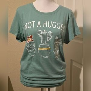 Women's Not a Hugger Cactus Shirt &‎ Cactus Earrings Bundle NWT Size Medium